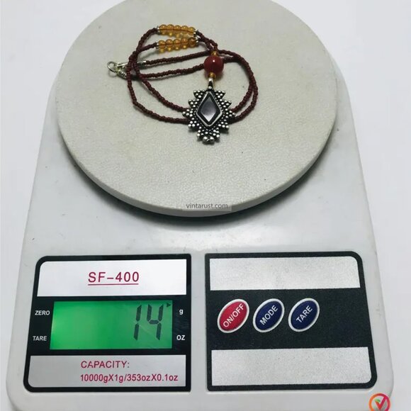 Beaded Chain Pendant Necklace, Ethnic Tribal Light Weight Necklace, Beaded Chain - Picture 4 of 10